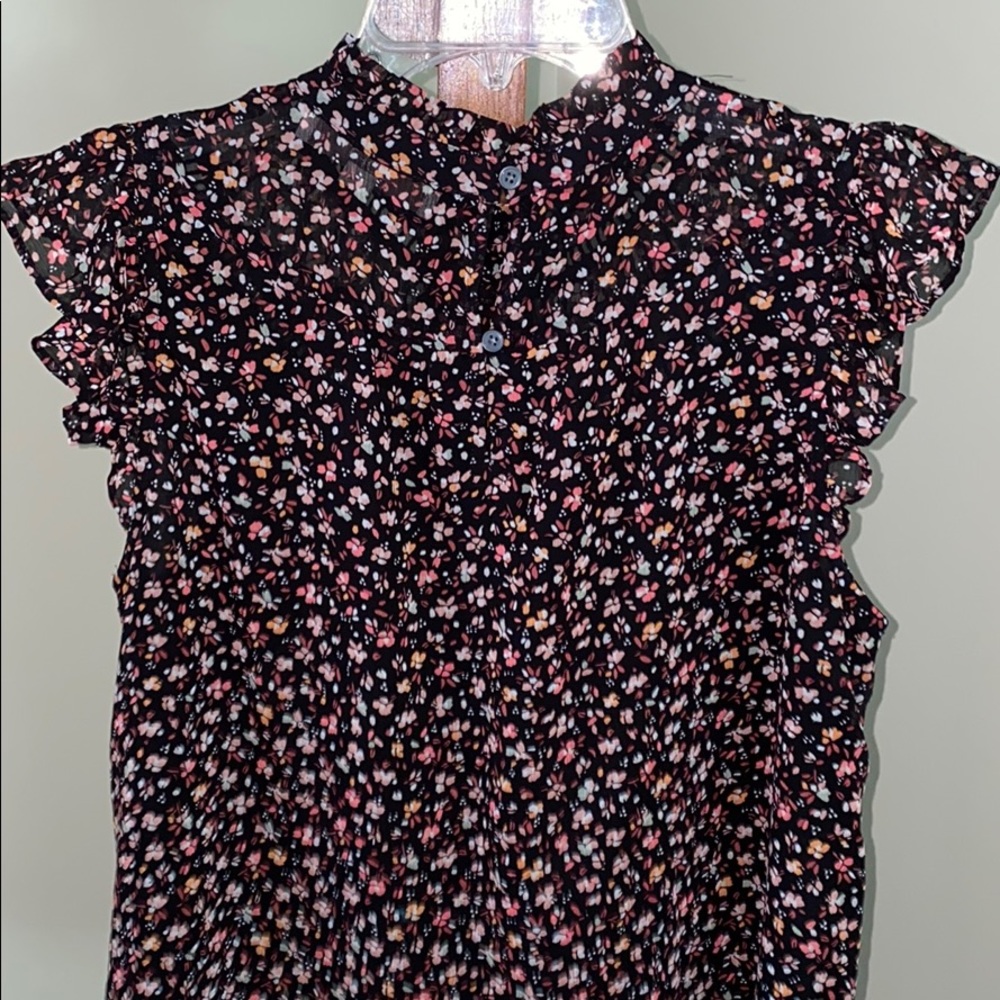 Loft Floral Ruffle Neck Shell - Picture 3 of 6